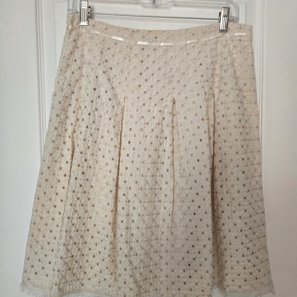 Tahari Beige Eyelet  A-Line Skirt